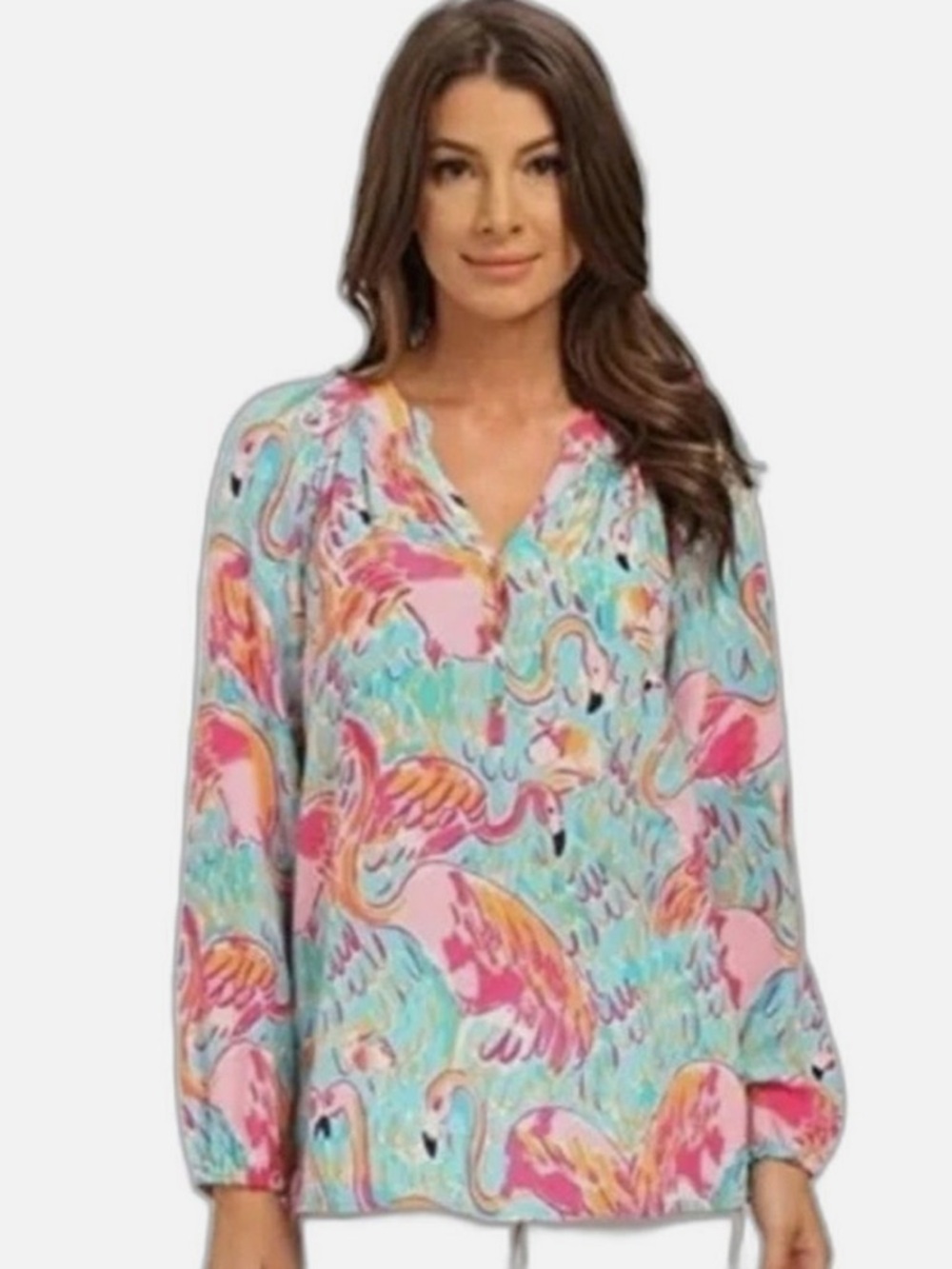 Lilly Pulitzer Silk Elsa Top In Peel and Eat, Flamingo Print